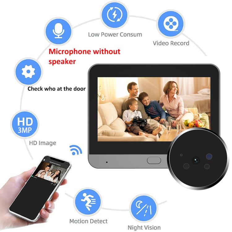 Videocitofono WiFi con schermo HD 4,3" e rilevamento movimento
