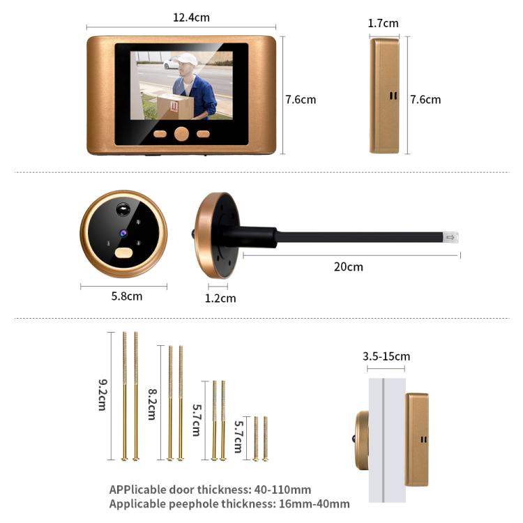 Spioncino elettronico con display 2,8" 720P e videocitofono wirel