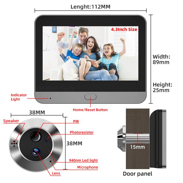 Videocitofono intelligente WiFi con schermo HD 4,3 pollici