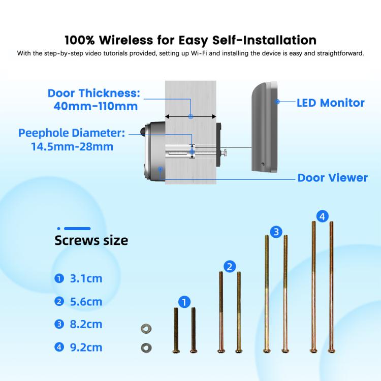 Videocitofono intelligente WiFi con schermo HD 4,3 pollici