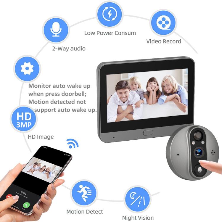 Videocitofono WiFi RH-PD8-I con schermo HD 4,3 pollici