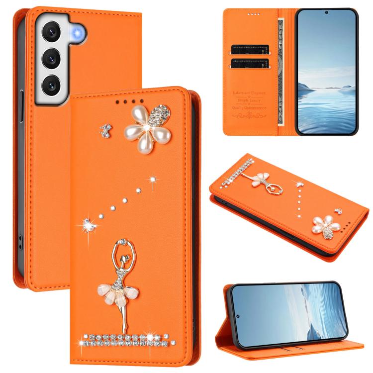 Custodia in ecopelle con protezione RFID e strass per Samsung Galaxy S22 Ultra