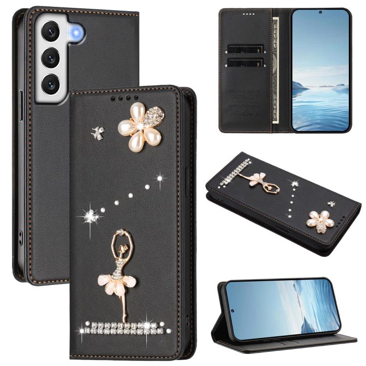 Custodia in ecopelle con protezione RFID e strass per Samsung Galaxy S22 Ultra