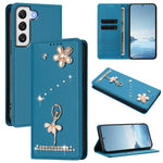 Custodia in ecopelle con protezione RFID e strass per Samsung Galaxy S22 Ultra