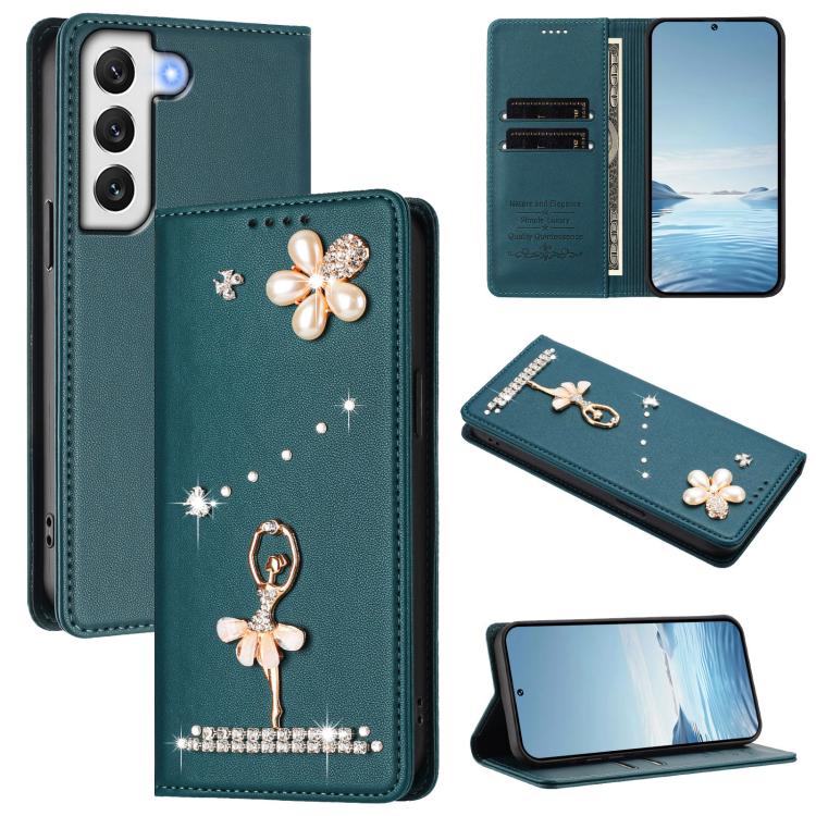Custodia in ecopelle con protezione RFID e strass per Samsung Galaxy S22 Ultra