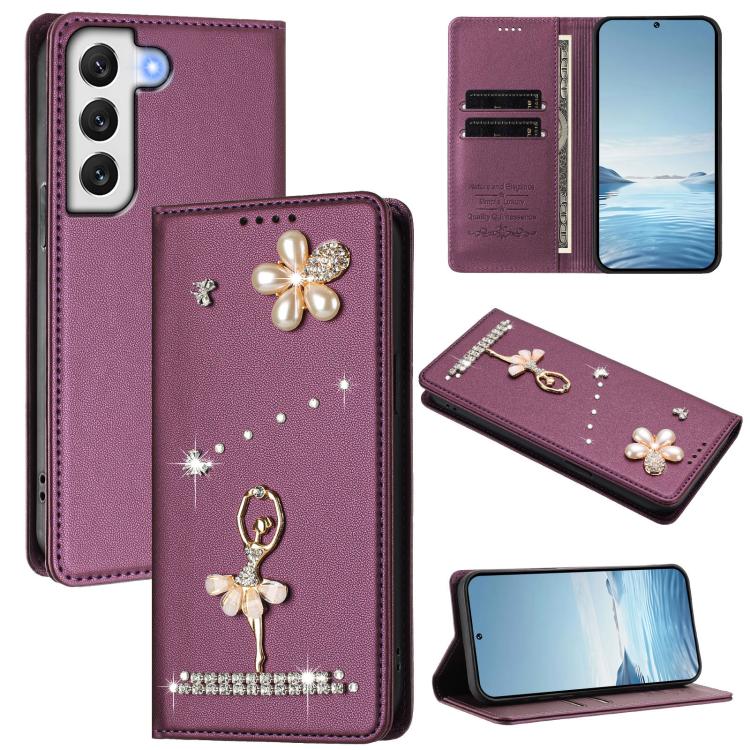 Custodia in ecopelle con protezione RFID e strass per Samsung Galaxy S22 Ultra