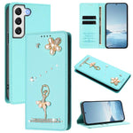 Custodia in ecopelle con protezione RFID e strass per Samsung Galaxy S22 Ultra