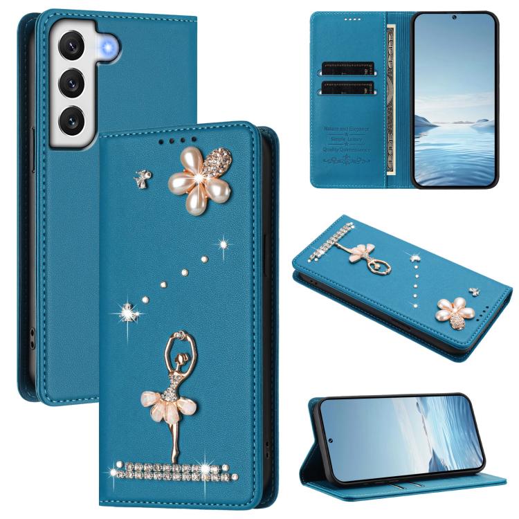 Custodia in ecopelle con protezione RFID e strass per Samsung Galaxy S22 Ultra