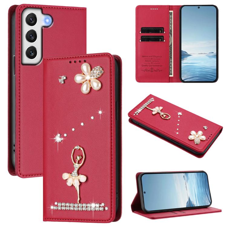 Custodia in ecopelle con protezione RFID e strass per Samsung Galaxy S22 Ultra