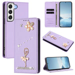 Custodia in ecopelle con protezione RFID e strass per Samsung Galaxy S22 Ultra
