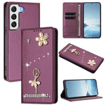 Custodia in ecopelle con protezione RFID e strass per Samsung Galaxy S22 Ultra