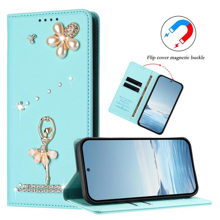 Custodia in ecopelle con protezione RFID e strass per Samsung Galaxy S22 Ultra