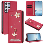 Custodia in ecopelle con protezione RFID e strass per Samsung Galaxy S22 Ultra