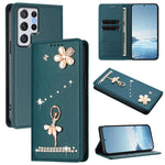 Custodia in ecopelle con protezione RFID e strass per Samsung Galaxy S22 Ultra
