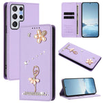 Custodia in ecopelle con protezione RFID e strass per Samsung Galaxy S22 Ultra