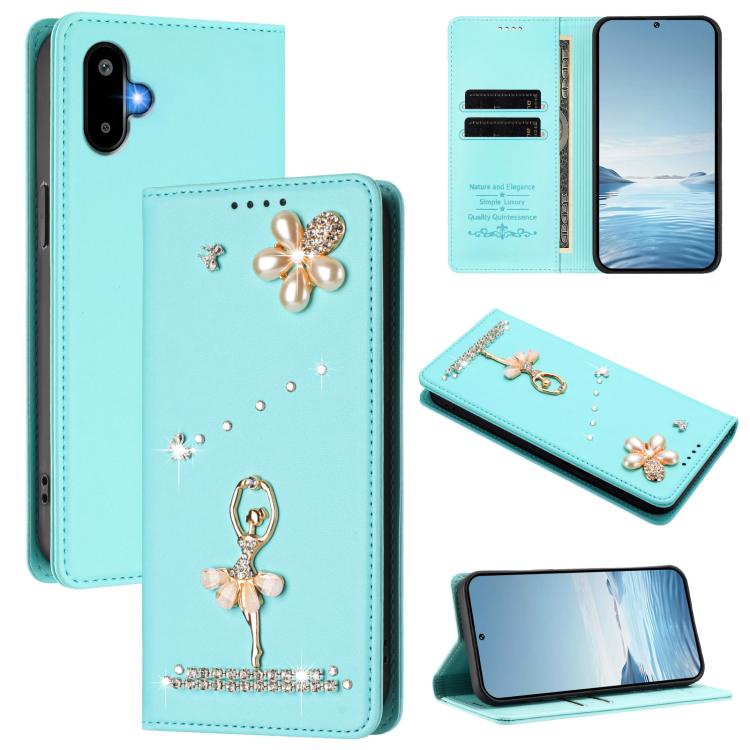 Custodia ecopelle con protezione RFID e strass per Samsung Galaxy M56, F16 e F06