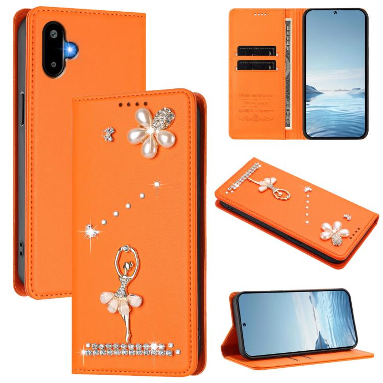 Custodia ecopelle con protezione RFID e strass per Samsung Galaxy M56, F16 e F06