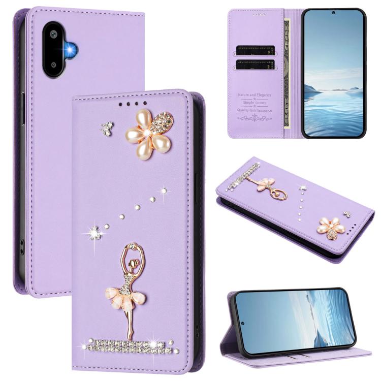 Custodia ecopelle con protezione RFID e strass per Samsung Galaxy M56, F16 e F06