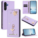 Custodia ecopelle con protezione RFID e strass per Samsung Galaxy M56, F16 e F06
