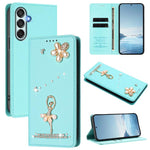 Custodia in ecopelle con protezione RFID e strass per Samsung Galaxy M35 M55