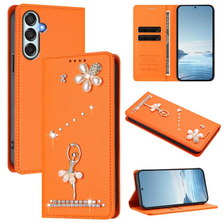 Custodia in ecopelle con protezione RFID e strass per Samsung Galaxy M35 M55