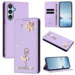 Custodia in ecopelle con protezione RFID e strass per Samsung Galaxy M35 M55
