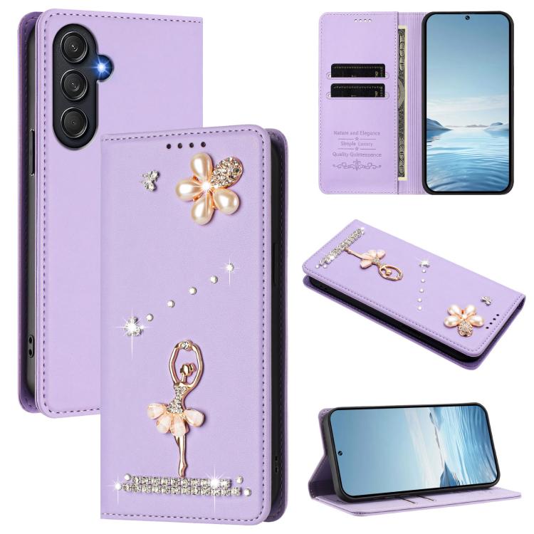 Custodia in ecopelle con protezione RFID e strass per Samsung Galaxy M35 M55