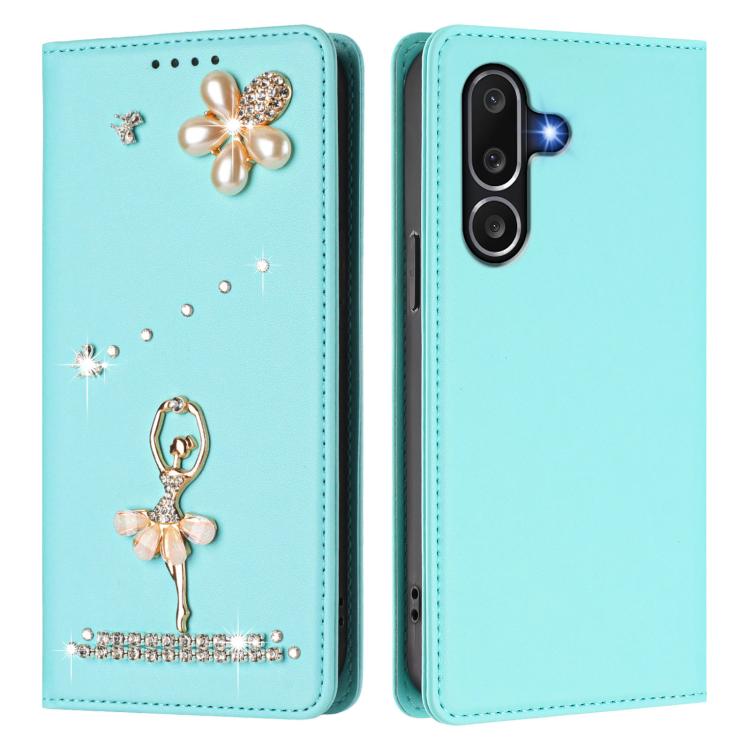 Custodia ecopelle con protezione RFID e strass per Samsung Galaxy M56, F16 e F06