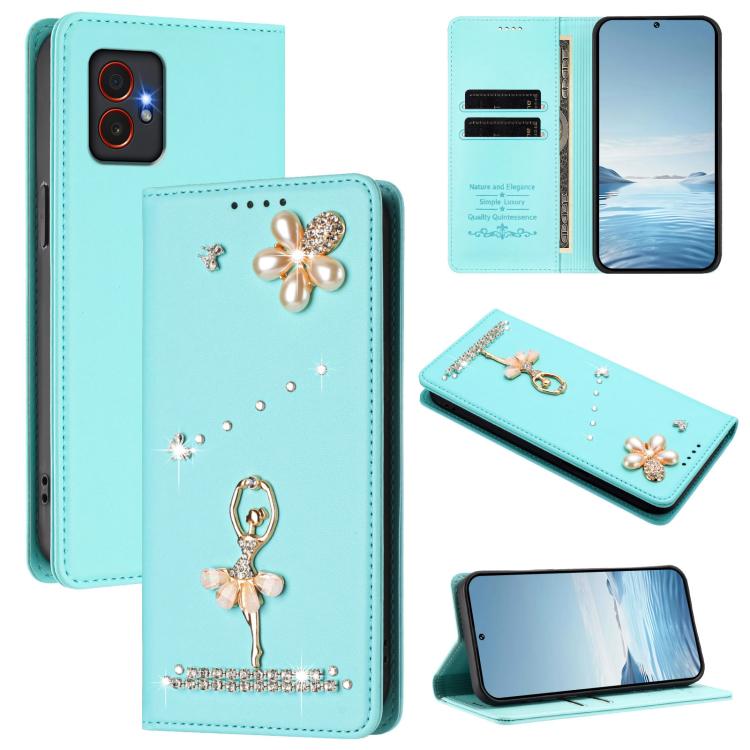 Custodia in ecopelle con protezione RFID e strass per Samsung Galaxy M35 M55