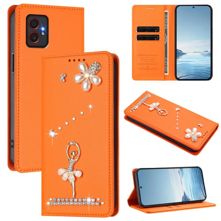 Custodia in ecopelle con protezione RFID e strass per Samsung Galaxy M35 M55