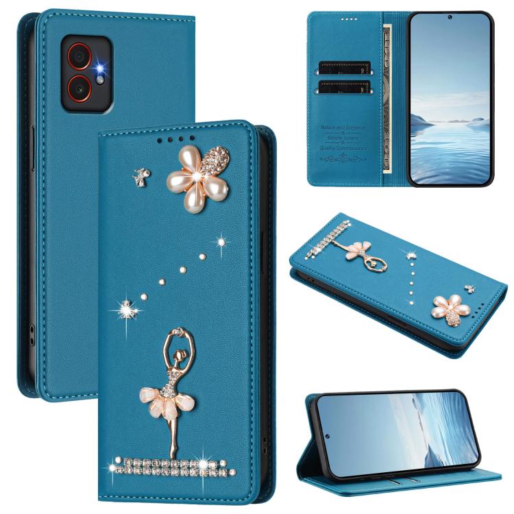 Custodia in ecopelle con protezione RFID e strass per Samsung Galaxy M35 M55