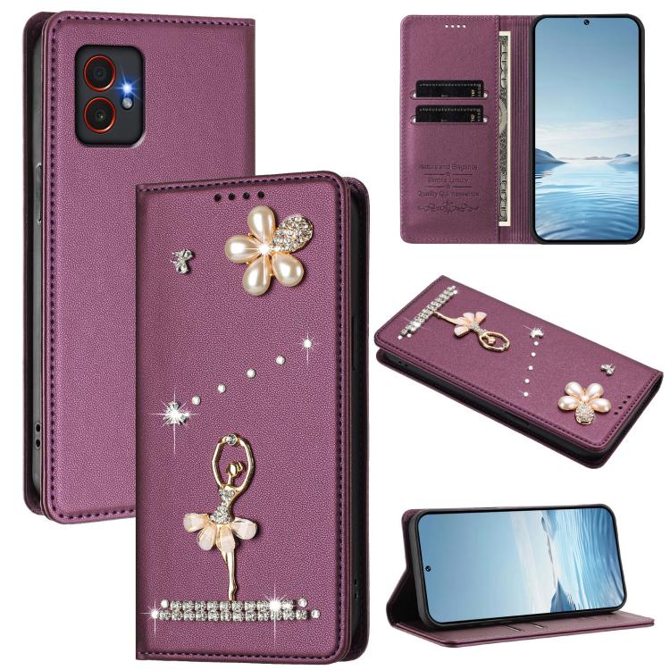 Custodia in ecopelle con protezione RFID e strass per Samsung Galaxy M35 M55