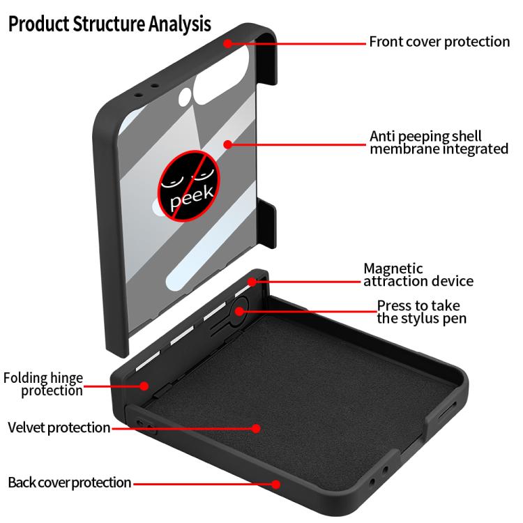 Custodia protettiva integrale con vetro temperato privacy per Samsung Galaxy Z