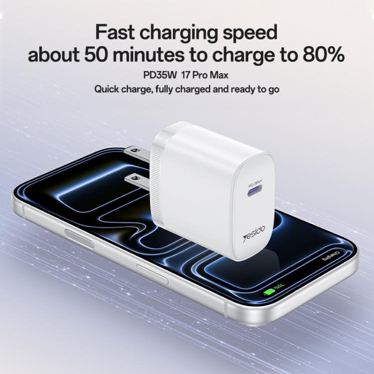 Set caricabatterie rapido Yesido YC20U PD35W USB-C con cavo