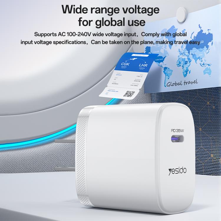 Set caricabatterie rapido Yesido YC20U PD35W USB-C con cavo
