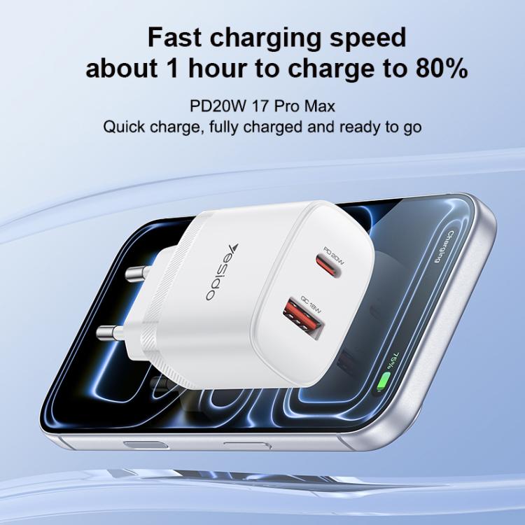 Set caricabatterie Yesido YC106 doppia porta USB-C e USB-A