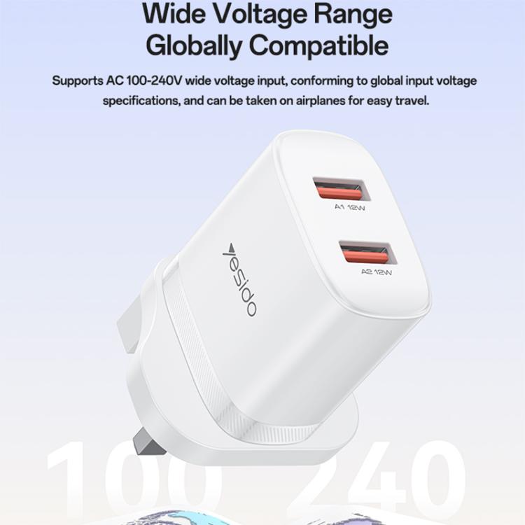 Set caricabatterie Yesido YC150 12W doppia USB con cavo Type-C