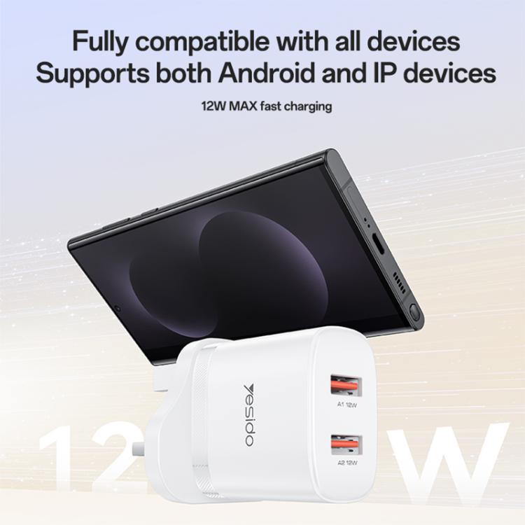 Set caricabatterie Yesido YC150 12W doppia USB con cavo Type-C