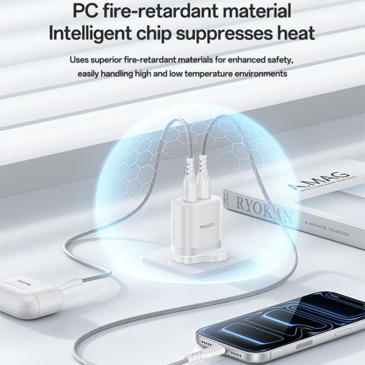 Set caricabatterie Yesido YC150 12W doppia USB con cavo Type-C