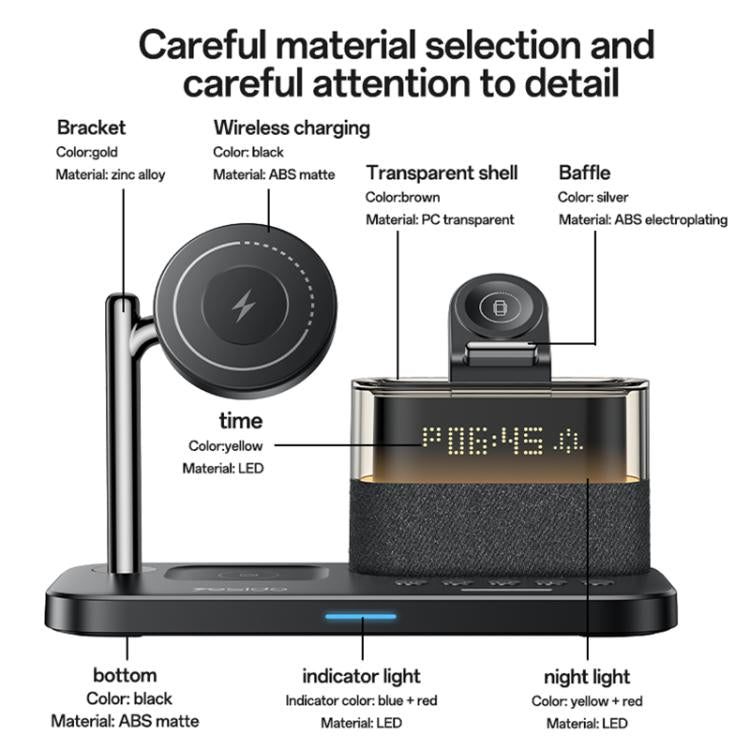 Stazione di ricarica wireless magnetica multifunzione 6 in 1 Yesi