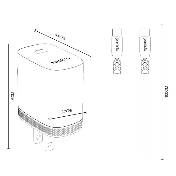 Set caricabatterie Yesido YC18U PD20W Type-C con cavo 1 m