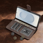 Portafoglio a tre carte con protezione RFID per Samsung Galaxy S25 Ultra, S24