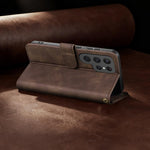 Portafoglio a tre carte con protezione RFID per Samsung Galaxy S25 Ultra, S24