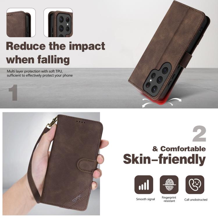 Portafoglio a tre carte con protezione RFID per Samsung Galaxy S25 Ultra, S24