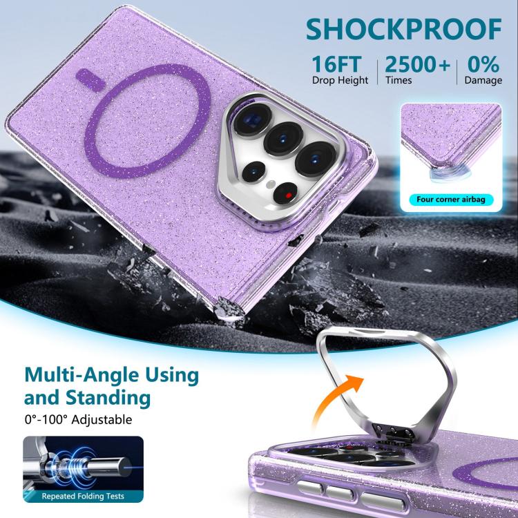 Supporto per fotocamera glitterato con custodia magnetica per Samsung Galaxy