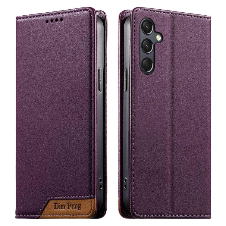 Custodia Dierfeng in ecopelle con magnete e RFID per Galaxy A25 5G, A24 4G, A14