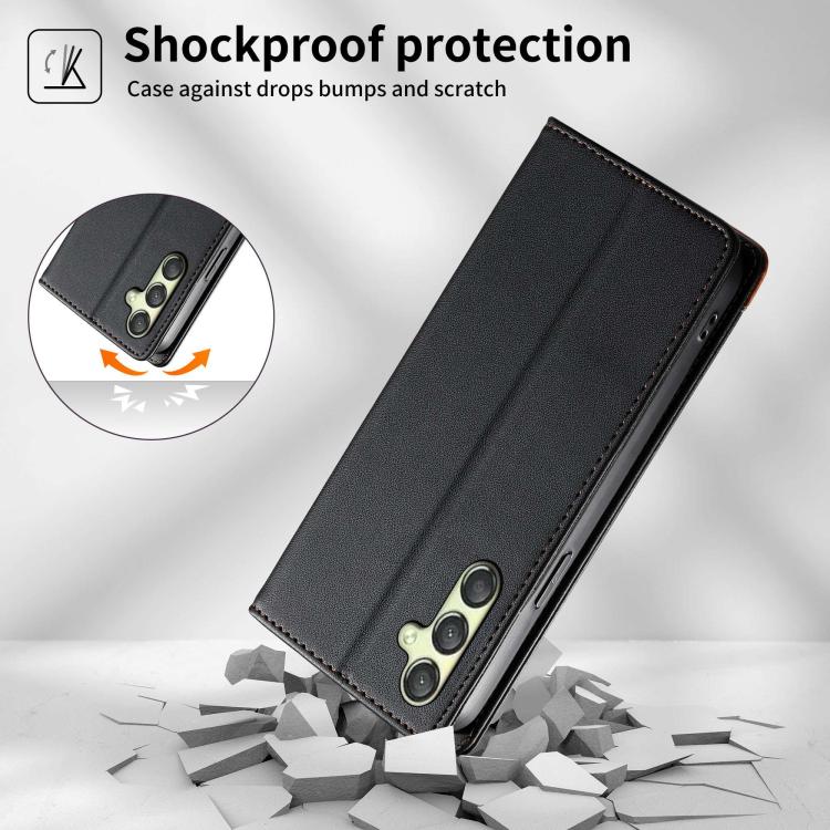 Custodia Dierfeng in ecopelle con magnete e RFID per Galaxy A25 5G, A24 4G, A14