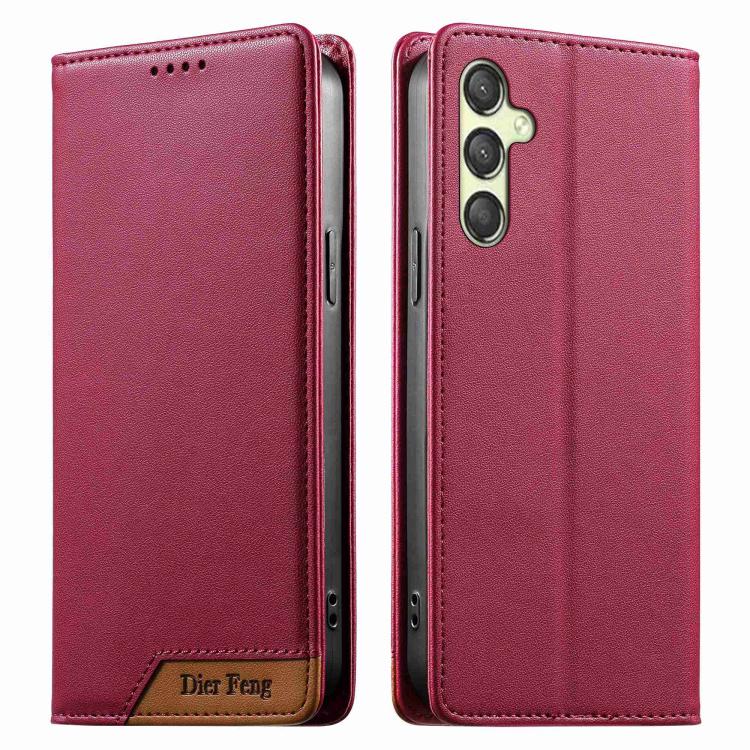 Custodia Dierfeng in ecopelle con magnete e RFID per Galaxy A25 5G, A24 4G, A14