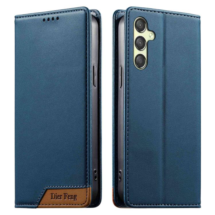 Custodia Dierfeng in ecopelle con magnete e RFID per Galaxy A25 5G, A24 4G, A14