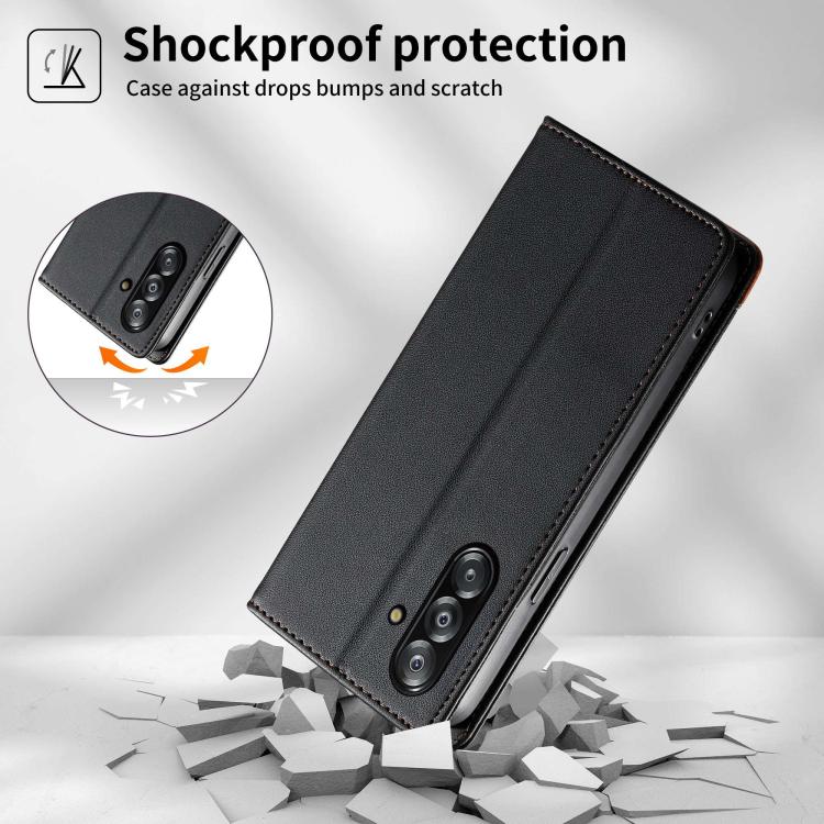 Custodia Dierfeng in ecopelle con magnete e RFID per Galaxy A26 5G, A36 5G, A06